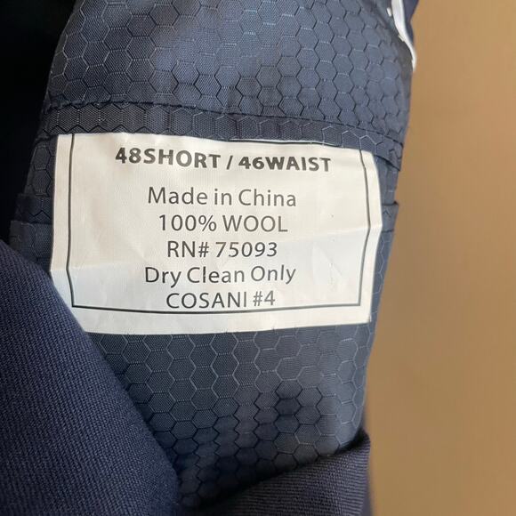 Linea Uomo Mens 100% Wool Blazer Size 48 Short / 46 Waist Navy Performance Wool - Picture 5 of 8